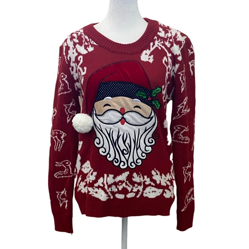 Festive Red Santa Sweater. Size S. Cute design!